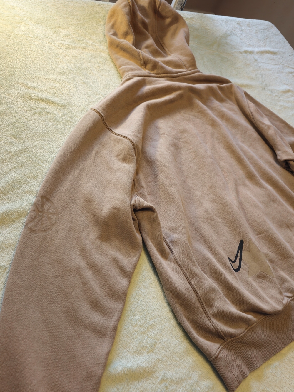 Nike Taupe Mixed-Media Logo Hoodie - Picture 9 of 9